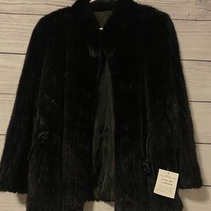 Bifano’s Dallas Black Real Mink Fur Coat Size Small Vintage